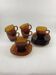 Service of 6 coffee cups and saucers Vereco amber glass design 1970