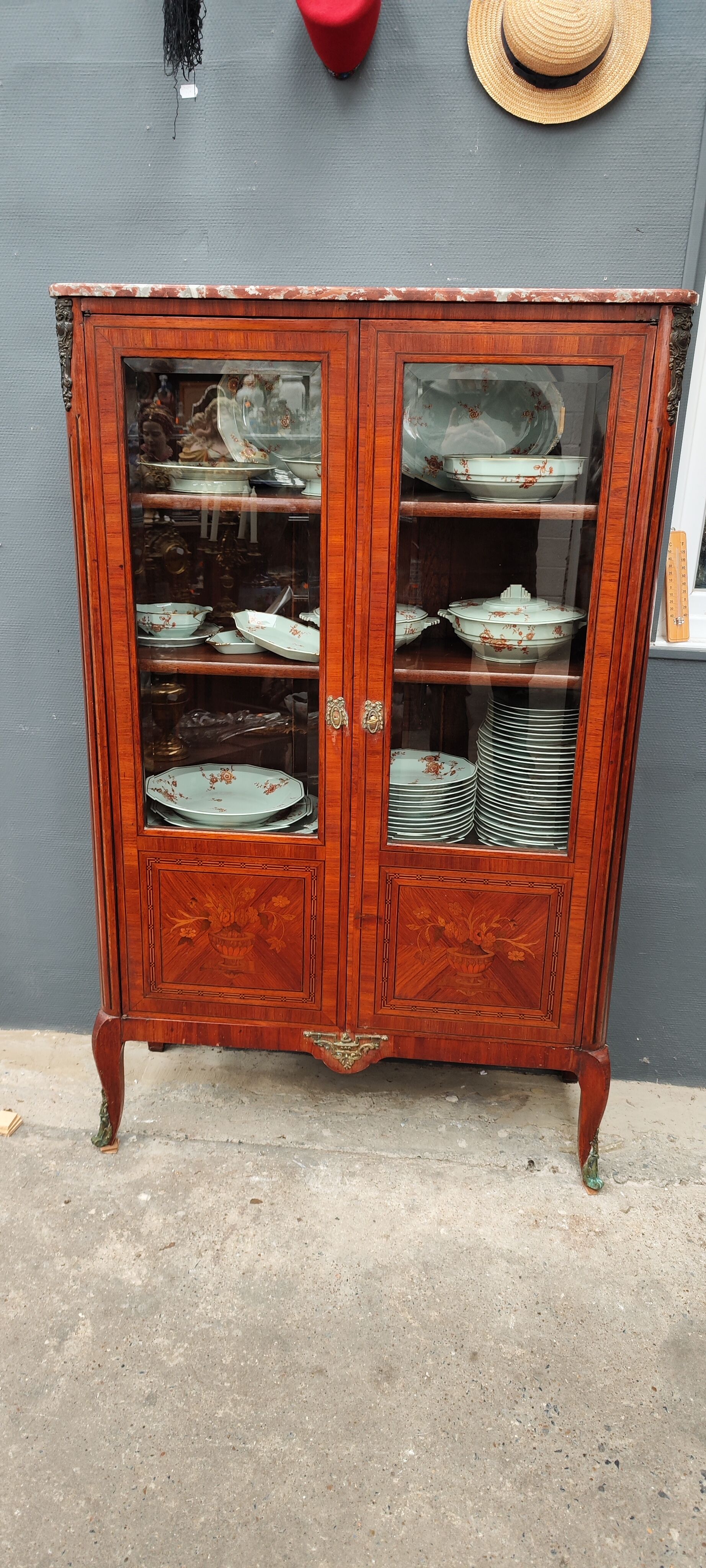 Old marquetry library showcase