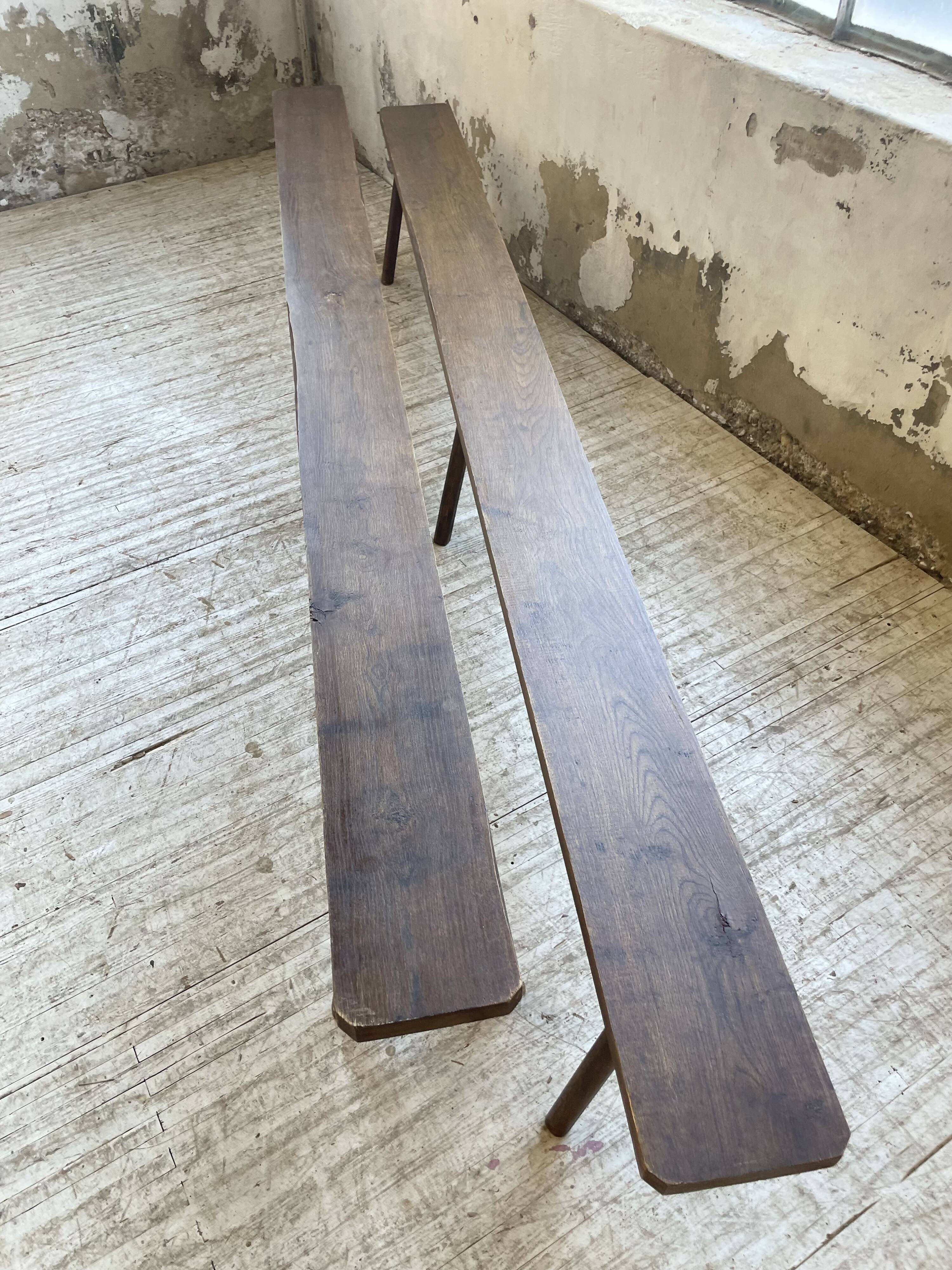 Pair of 3m solid oak farmhouse benches