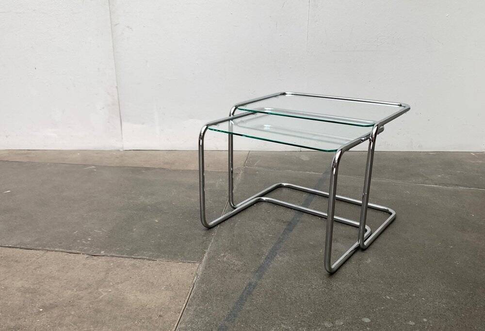 Nested glass tables Mid-century space age, 1960s, set of 2