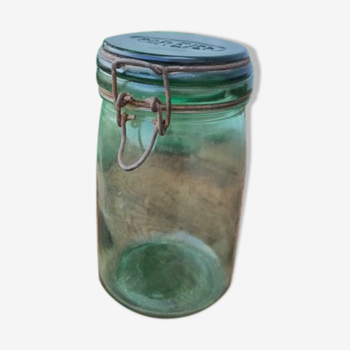 Old green glass jar