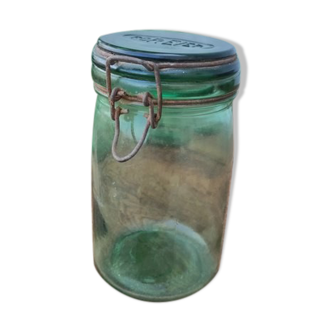 Old green glass jar