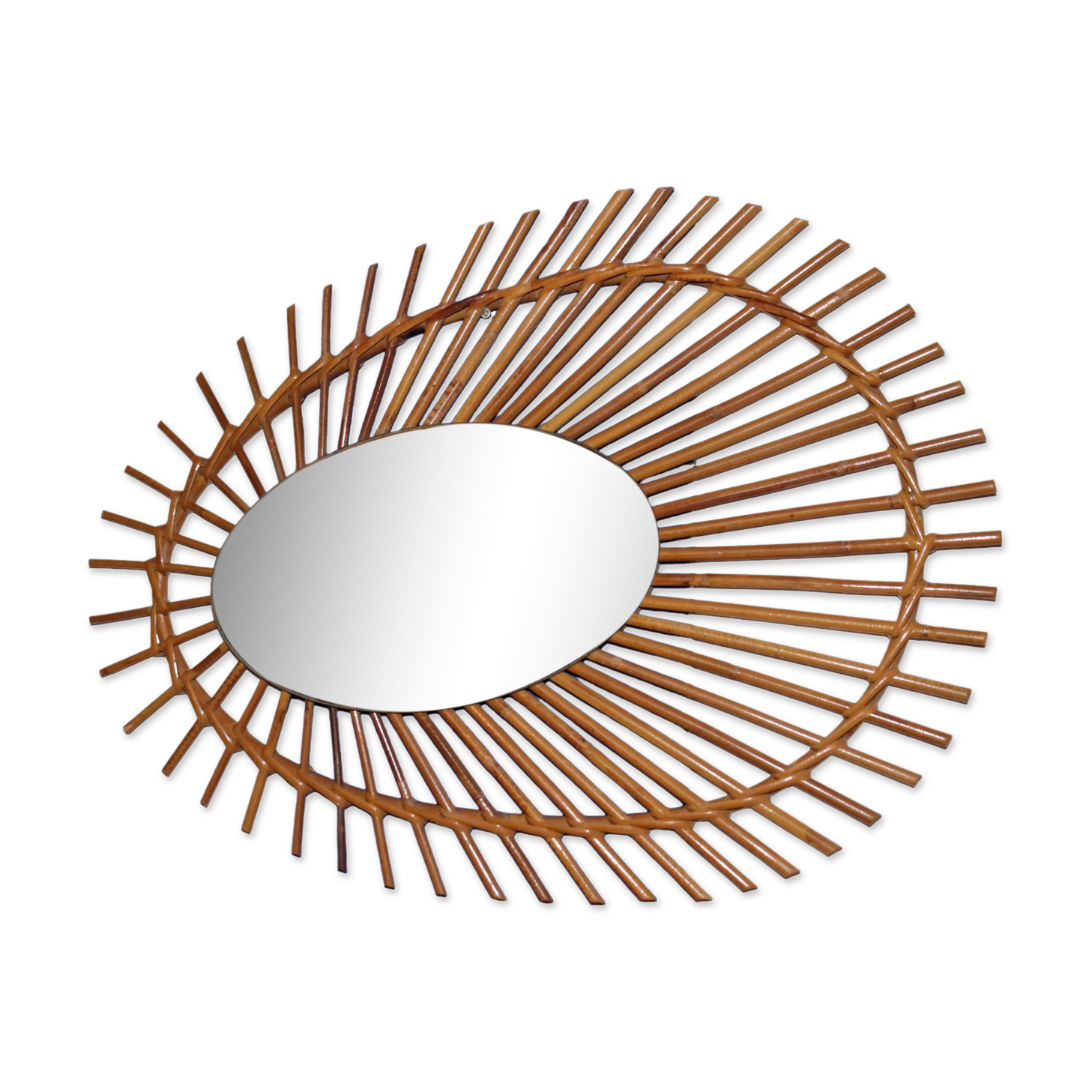 Oval rattan mirror