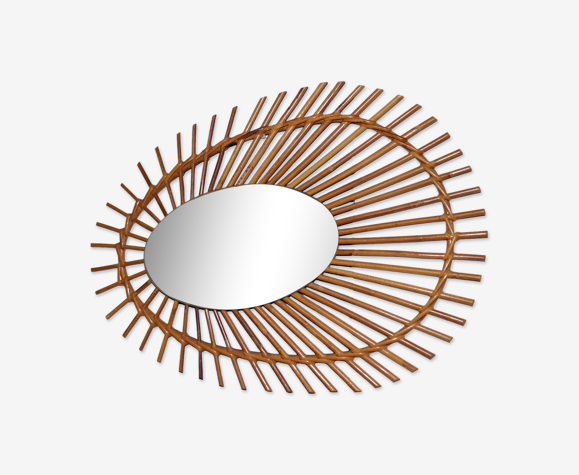Miroir ovale rotin 45x60cm