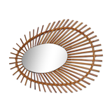 Oval rattan mirror