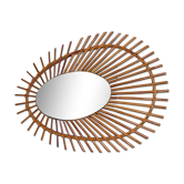 Oval rattan mirror