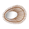 Oval rattan mirror