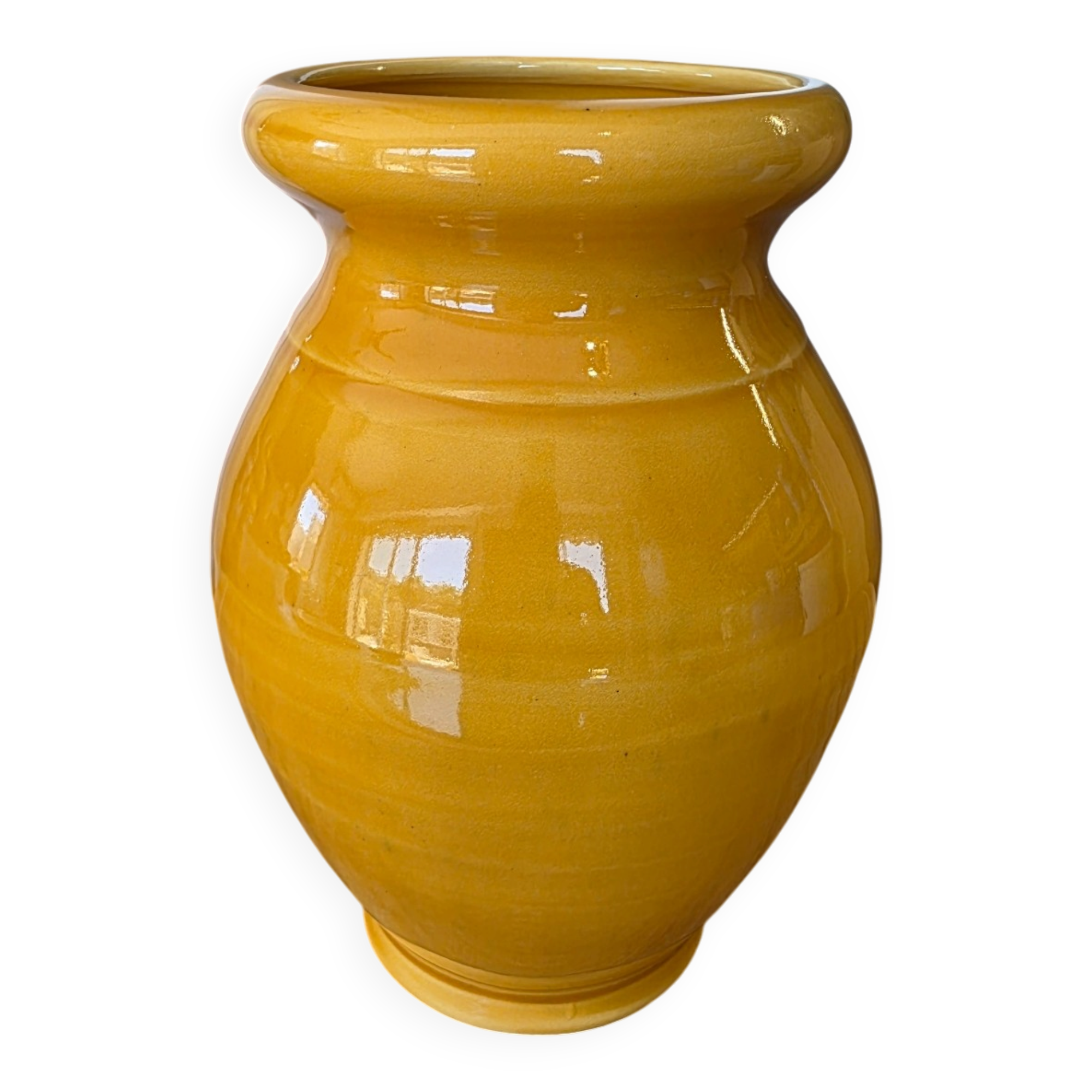 Small vintage honey yellow ceramic vase - Lou Pignatier Vallauris