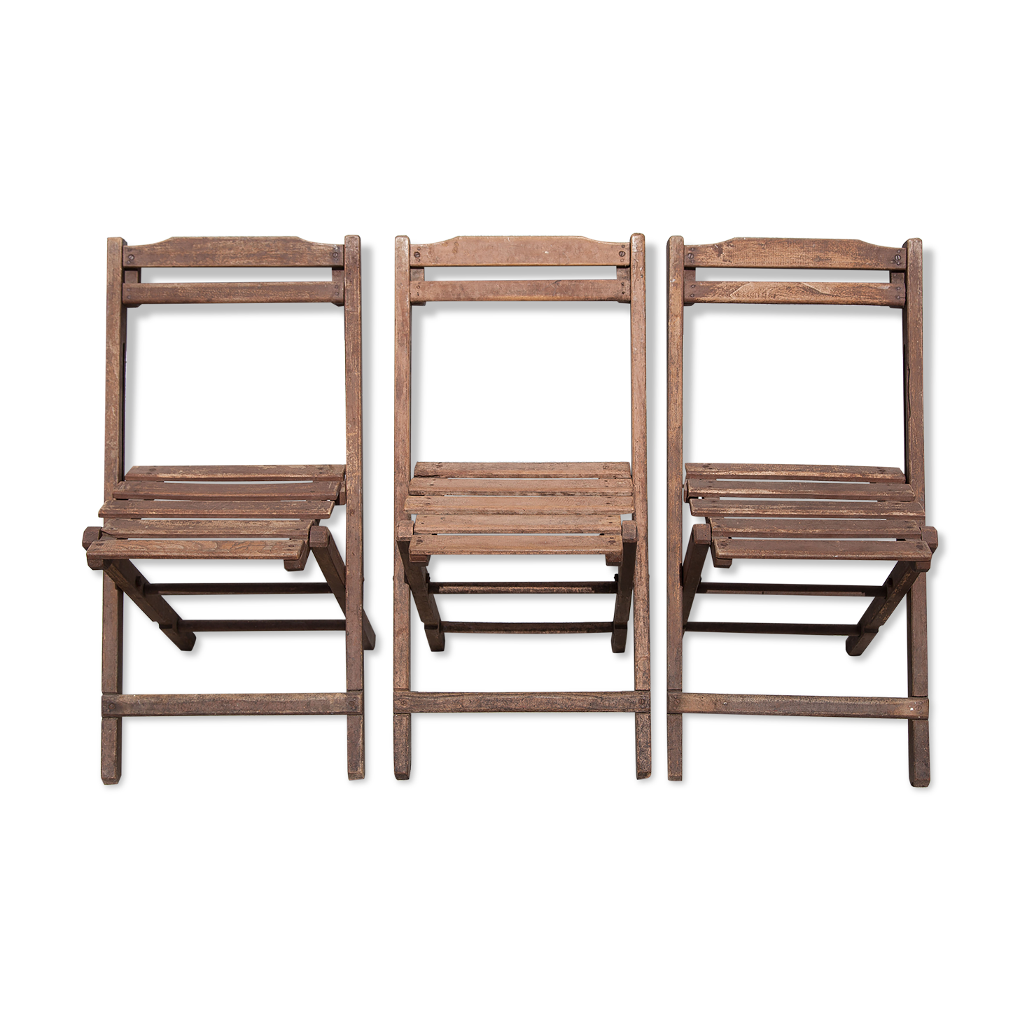 Set of 3 wooden folding chairs