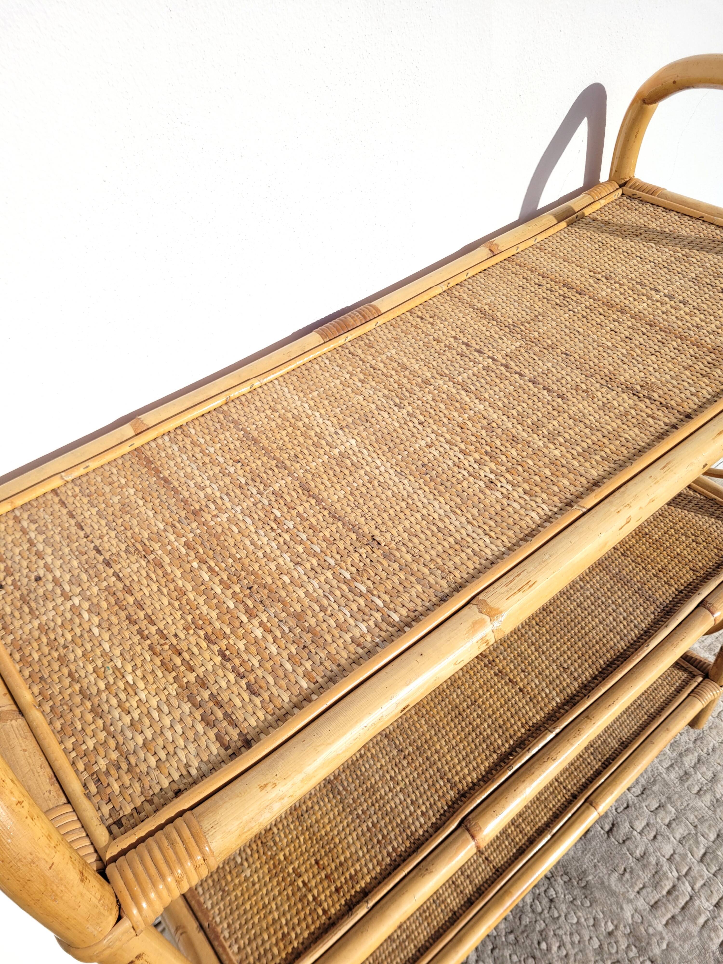 Library cabinet rattan shelf 1960
