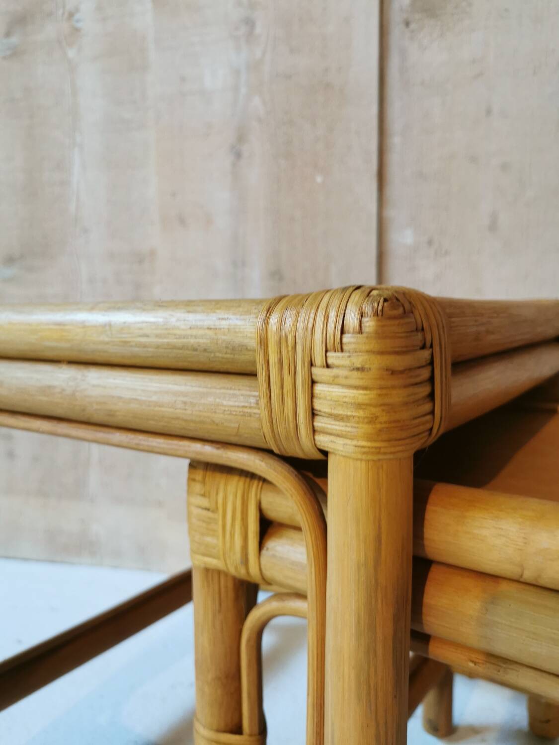 Rattan nesting tables