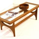 Scandinavian coffee table in teak and glass