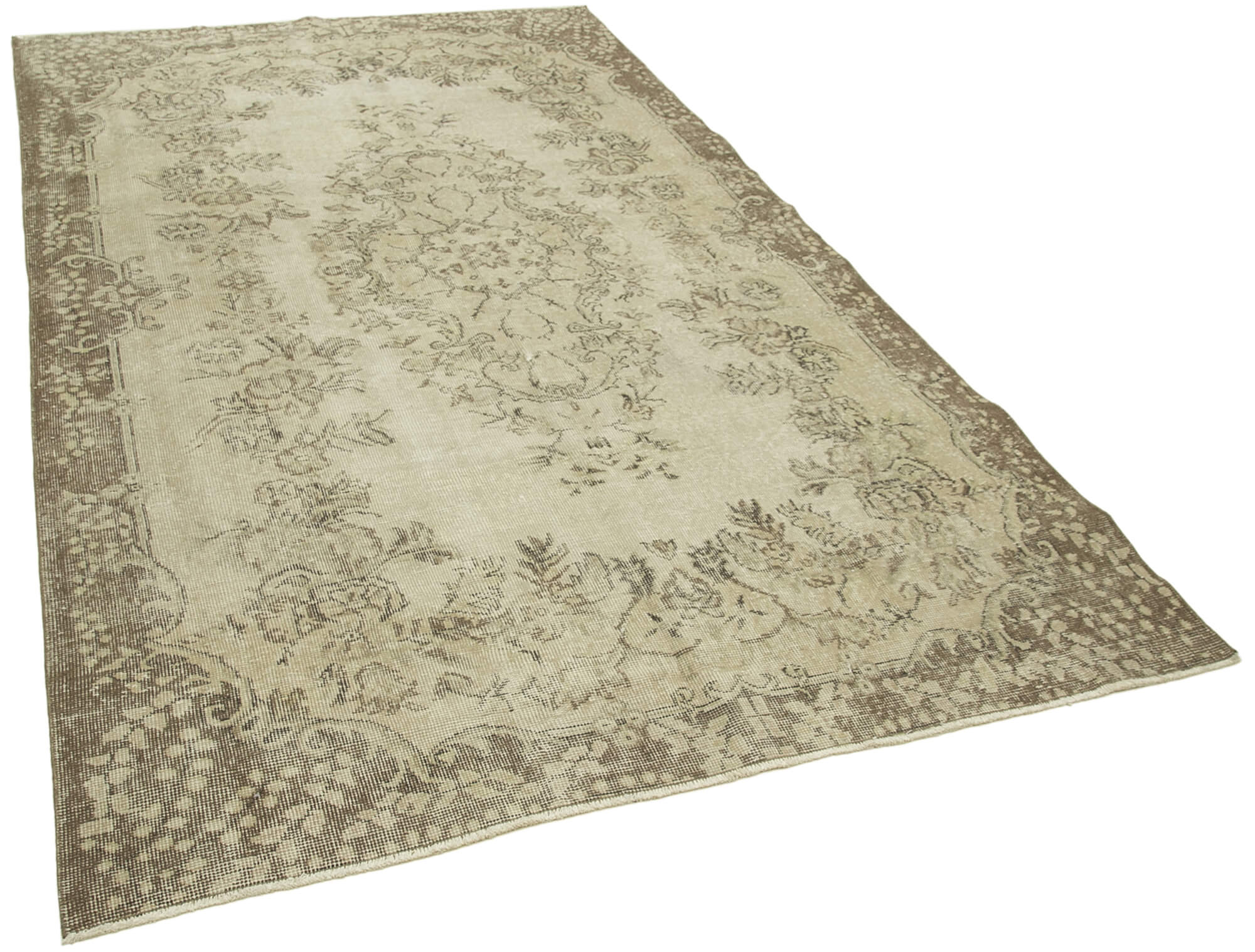 Handwoven anatolian beige carpet 177 cm x 300 cm