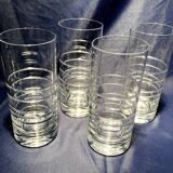 Set of 4 orangeade glasses water fruit juice in twisted crystal
