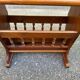Vintage solid wood magazine rack side table — End table
