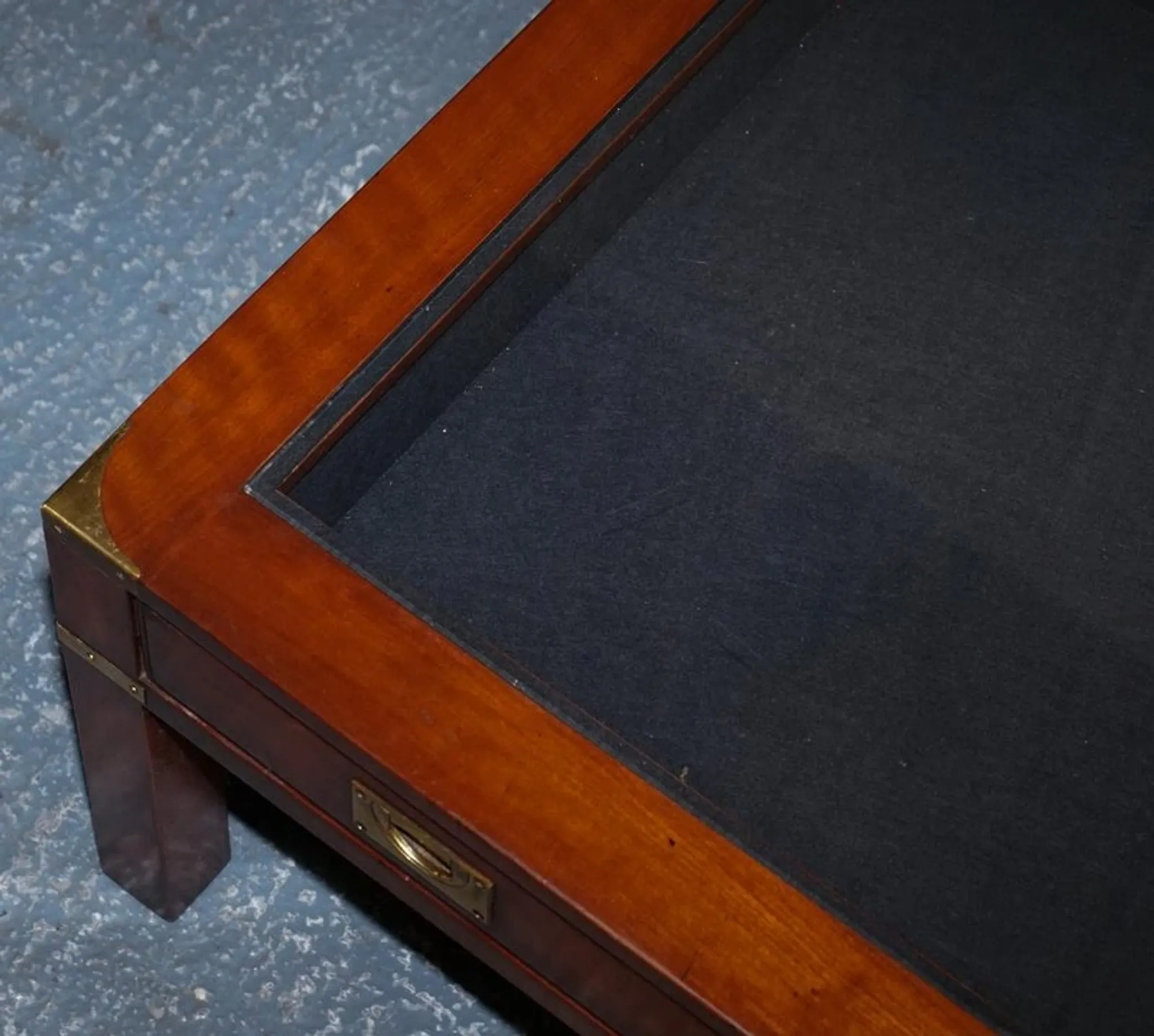 Very Large Coffee Table with Marquetry Glass Panels by Kennedy Harrods