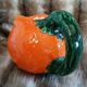 Jug / Carafe in orange barbotine shape