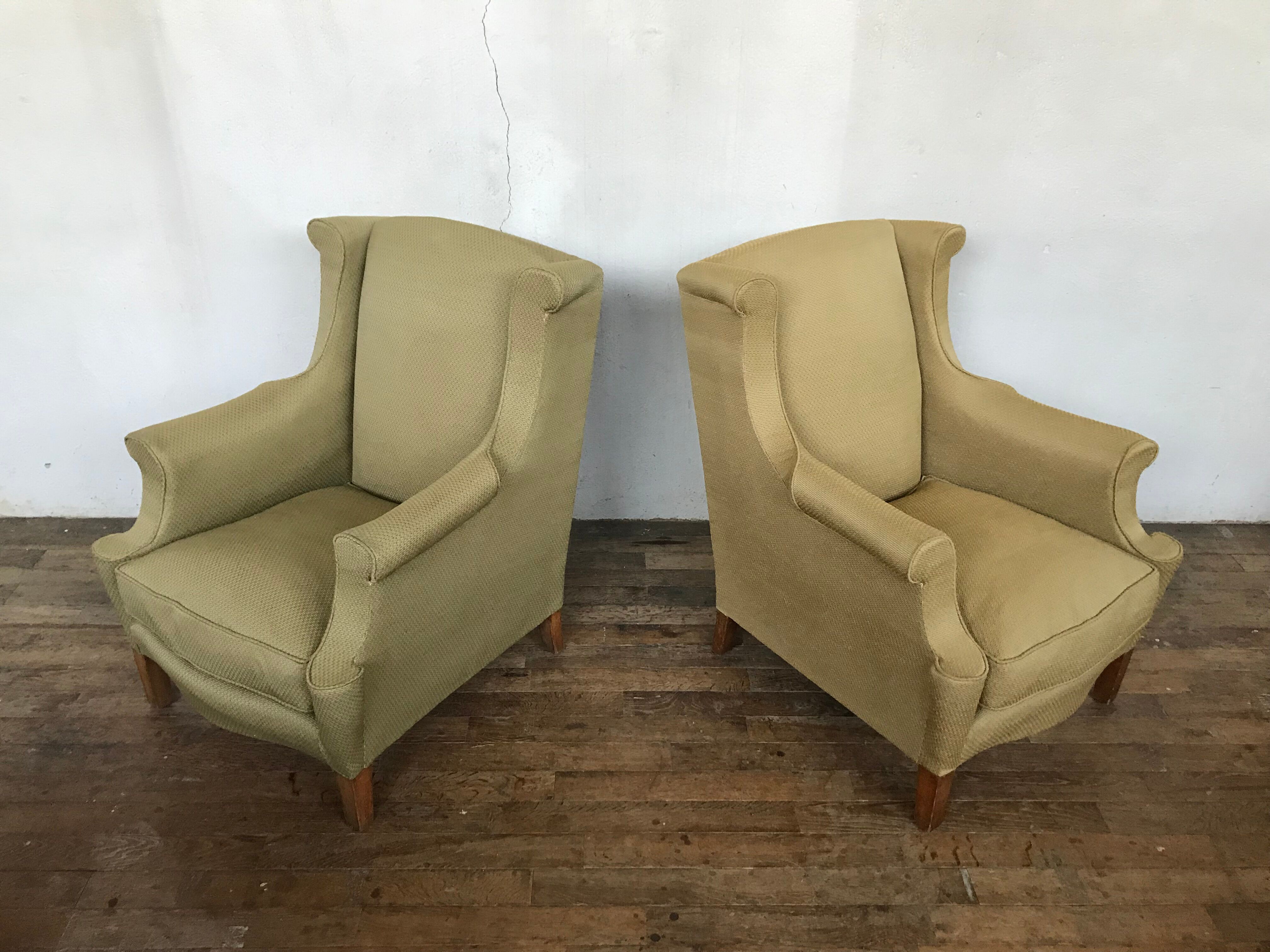 Pair of vintage ear chairs 1950 1960 design italy