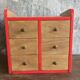 Small vintage craft furniture with fins, 6 drawers 1960