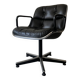 Black leather office chair and armrest by Charles Pollock for Knoll International