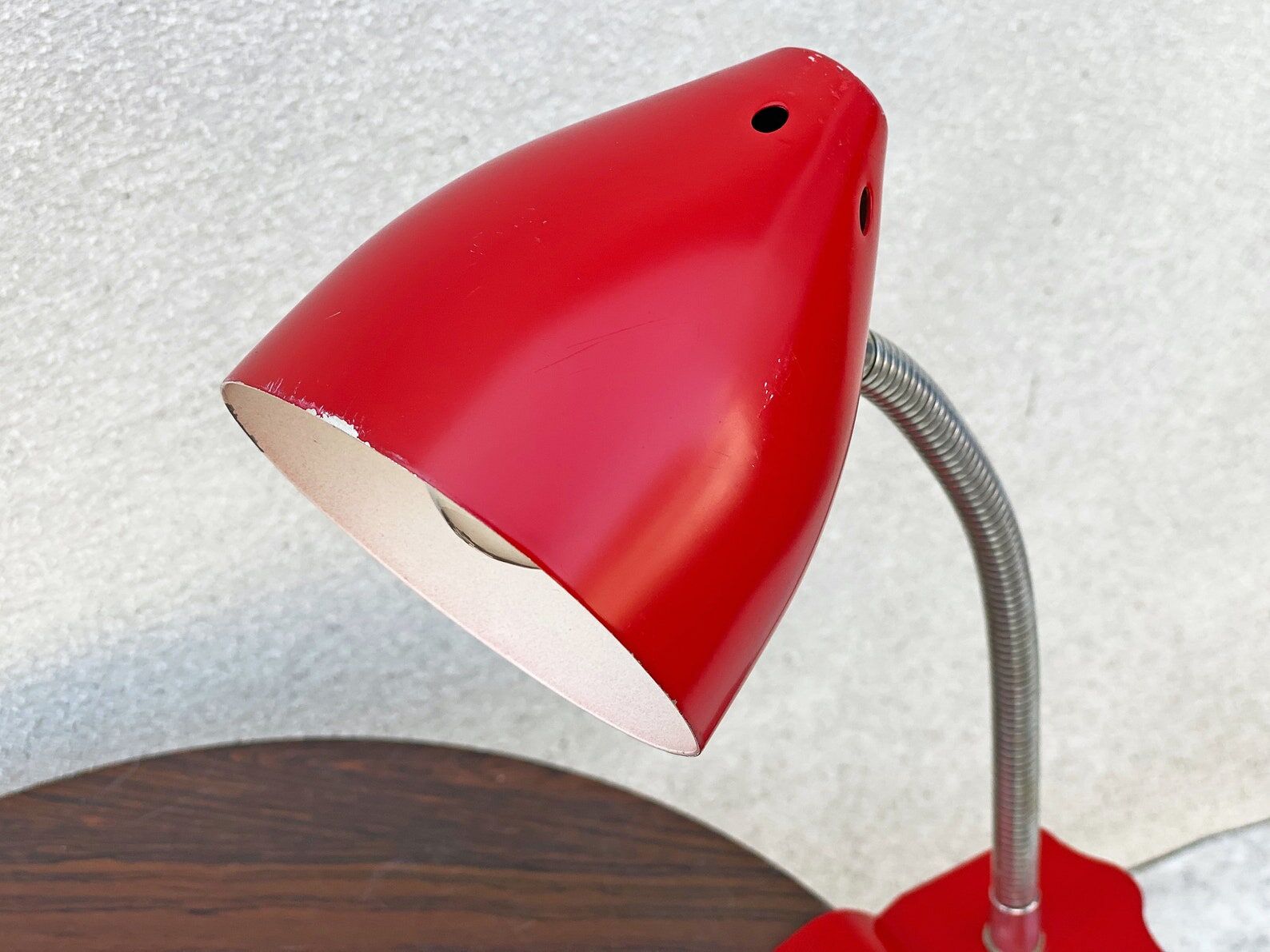 Vintage red hala zeist clamp spot lamp