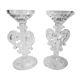 Pair of glass volute candlesticks