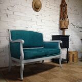 Louis Philippe grey and duck blue bench seat