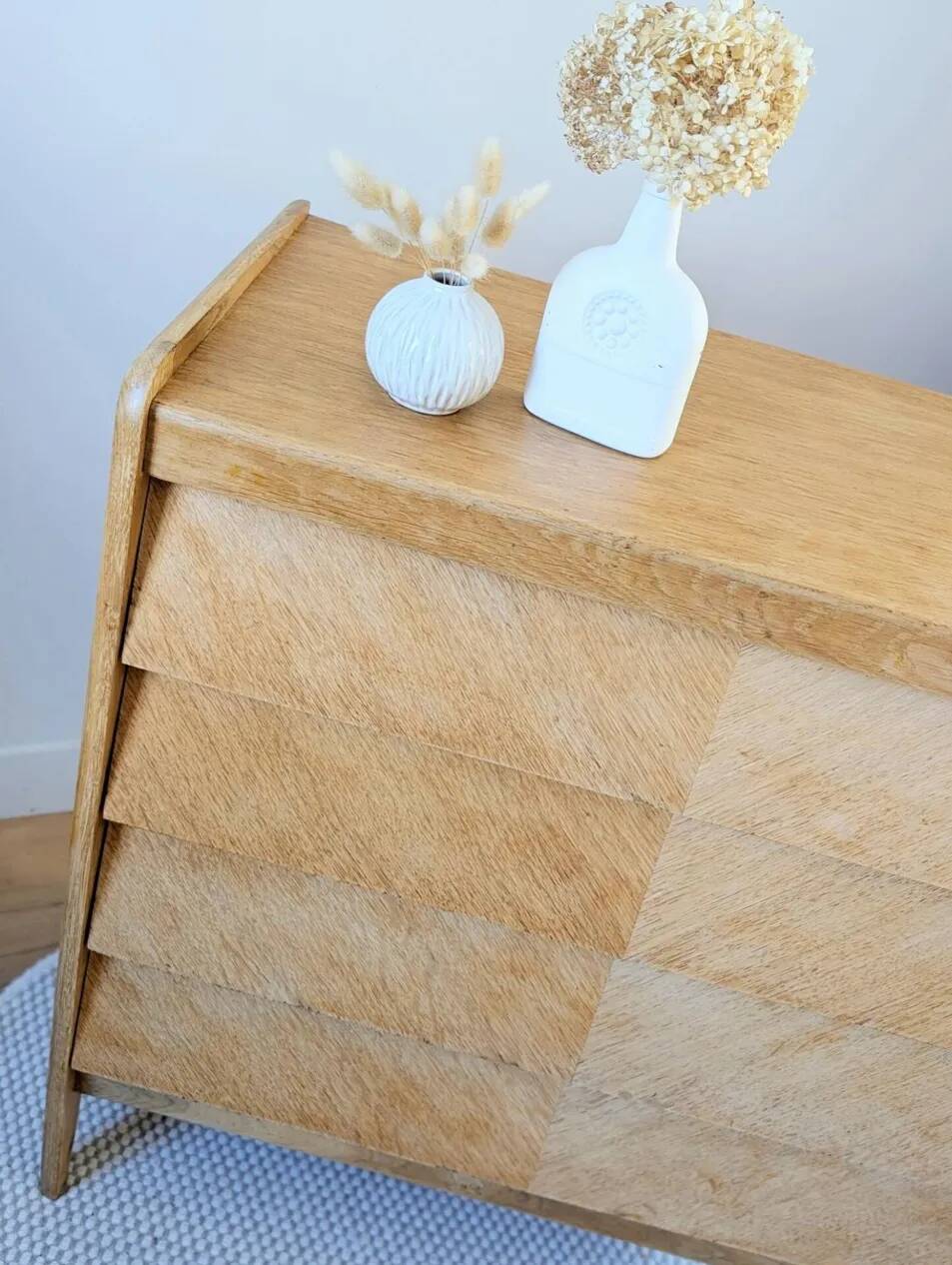 Commode vintage rénovée, années 50-60, chêne blond