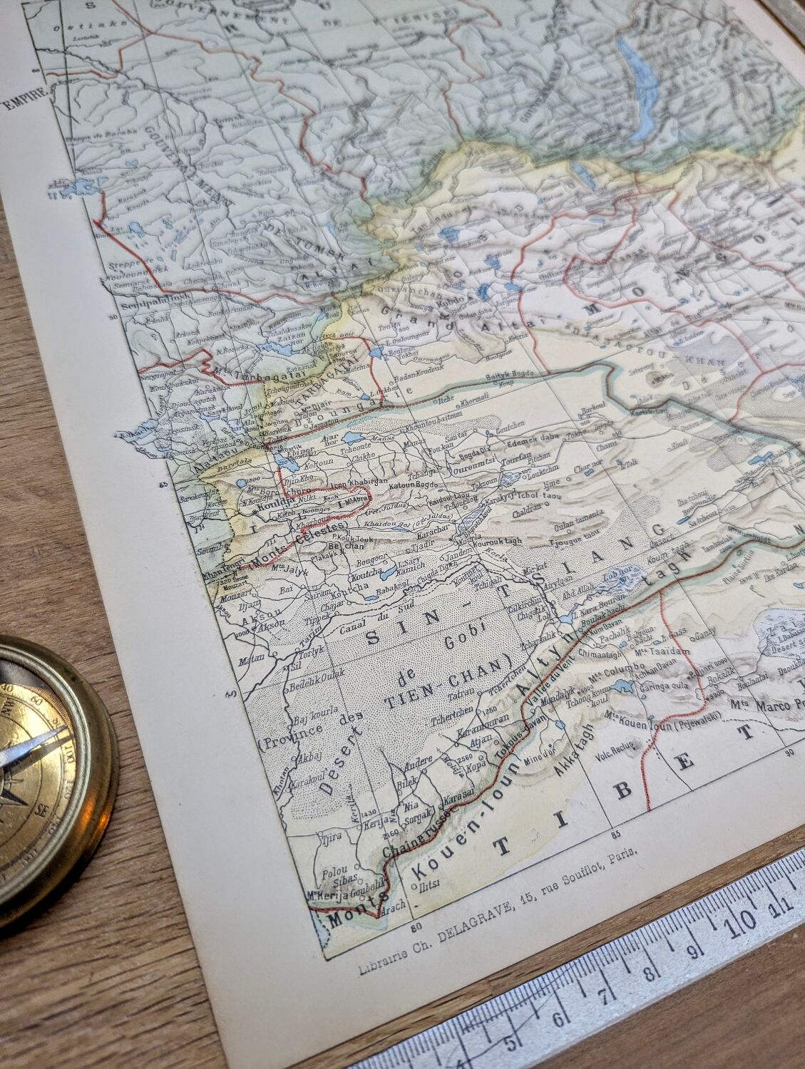 Mongolie, Asie. Planche géographique imprimée en 1900.