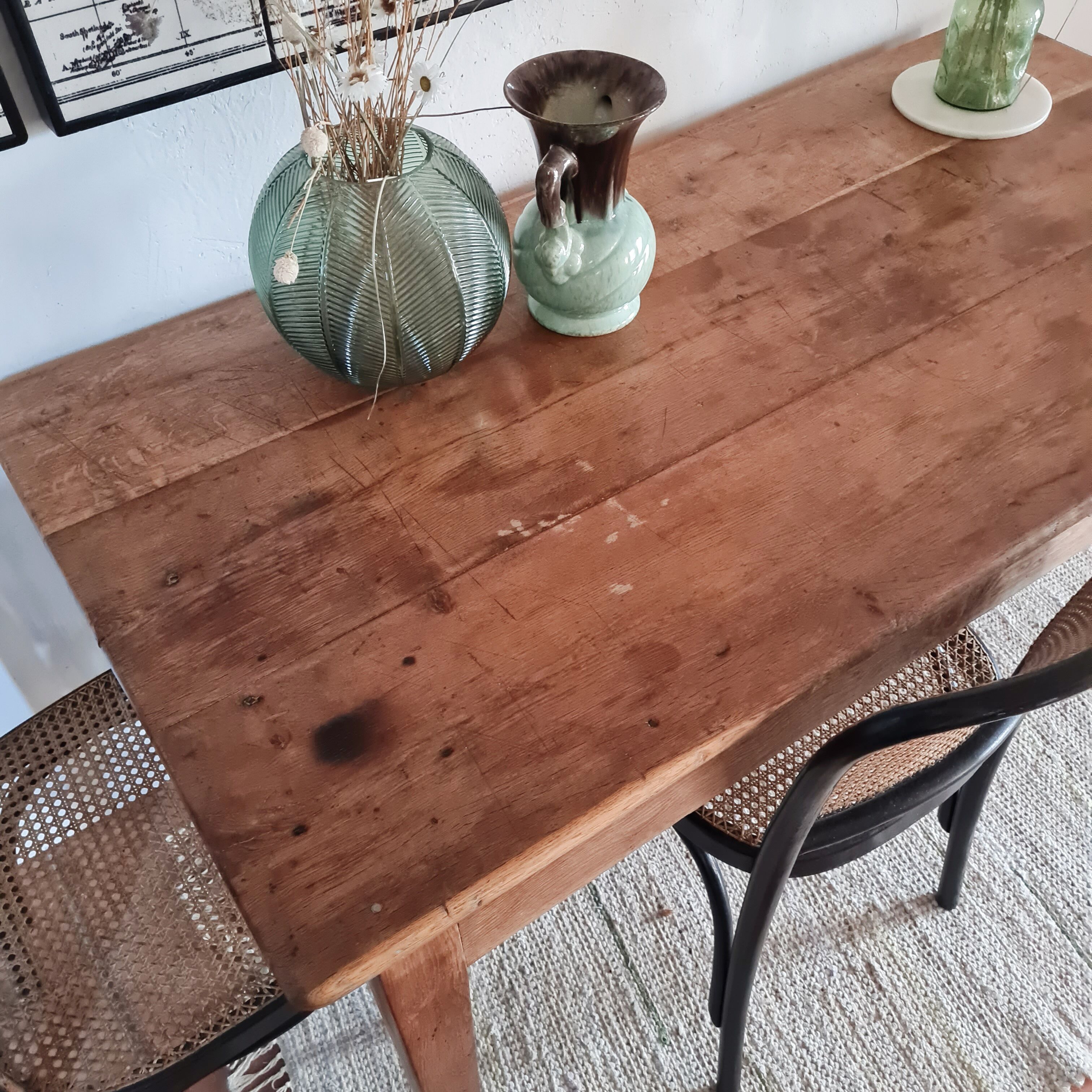 Old farmhouse table 2 drawers