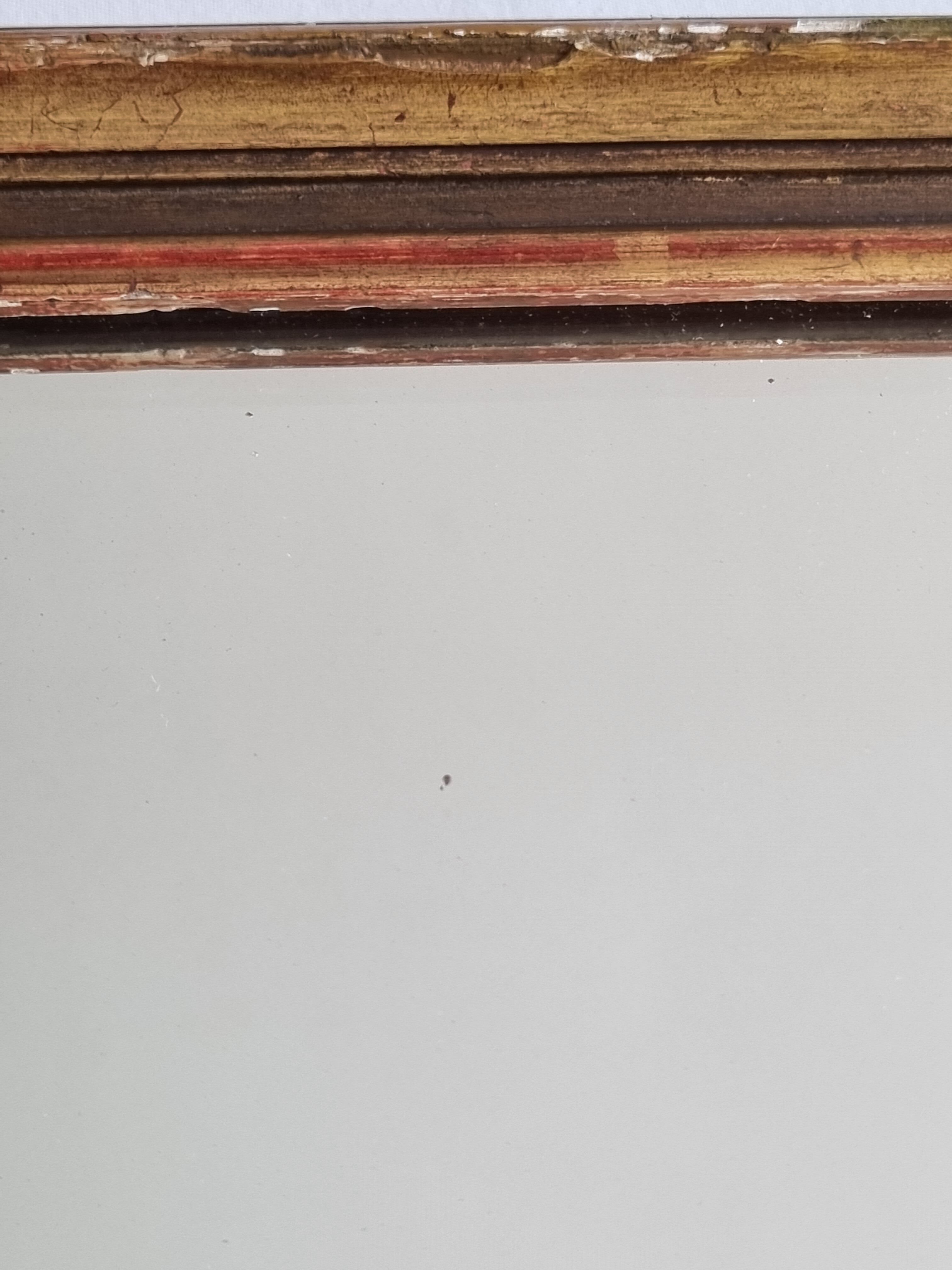 Old rectangular mirror in stucco and wood, 36 cm