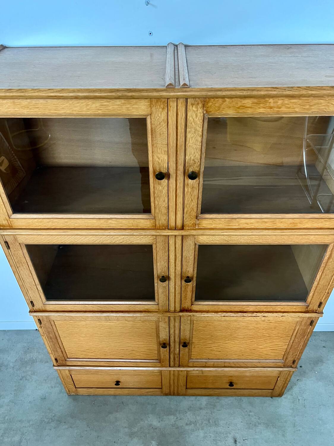 Old MD storage furniture bookcase design Martin Dupuis light oak 1950s vintage