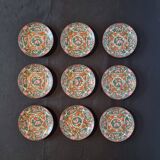 Set of 9 Macau porcelain bread or pasta plates, hand-painted