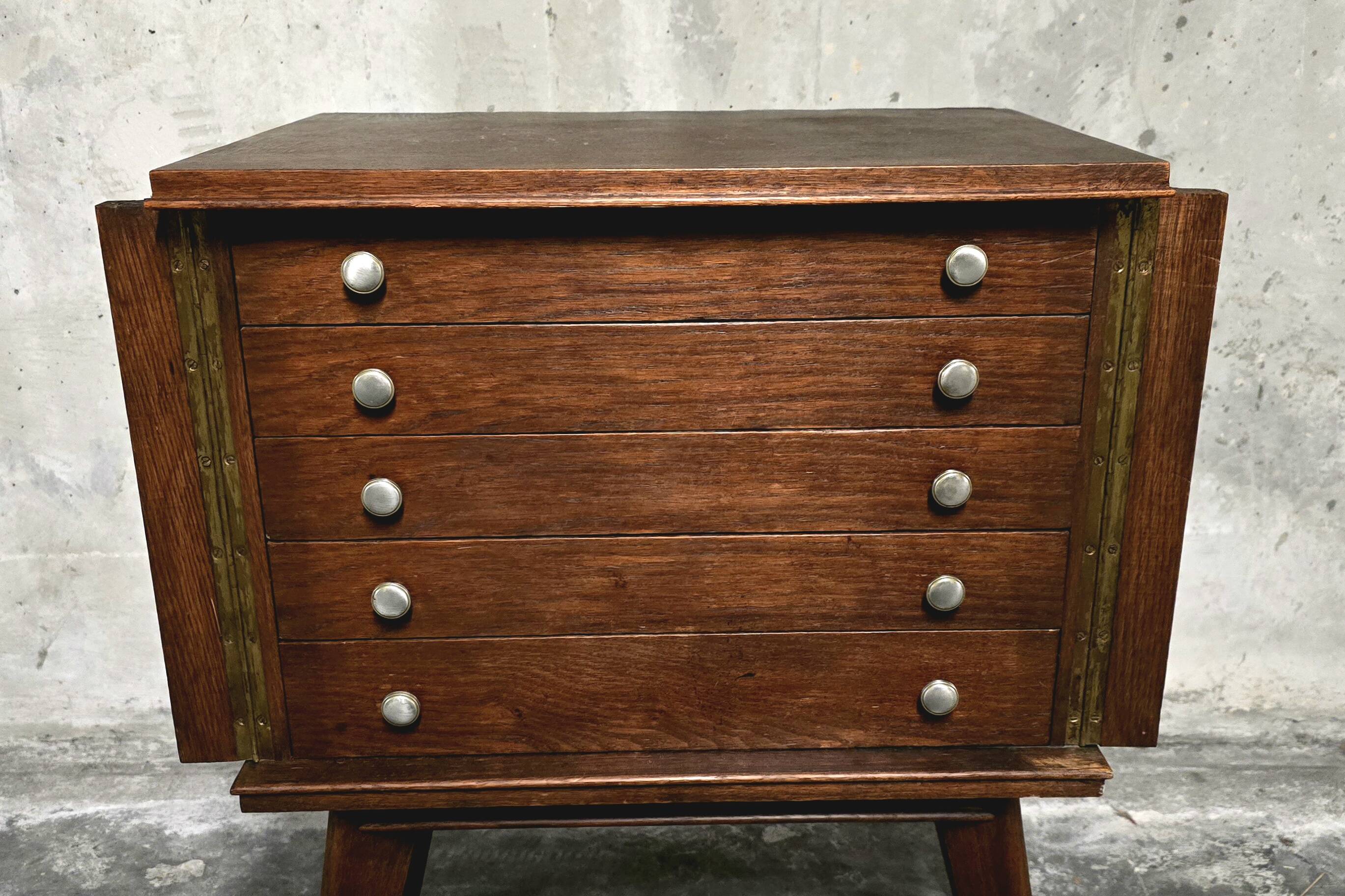 Empty silverware cabinet / vintage cutlery cabinet on tapered legs – year