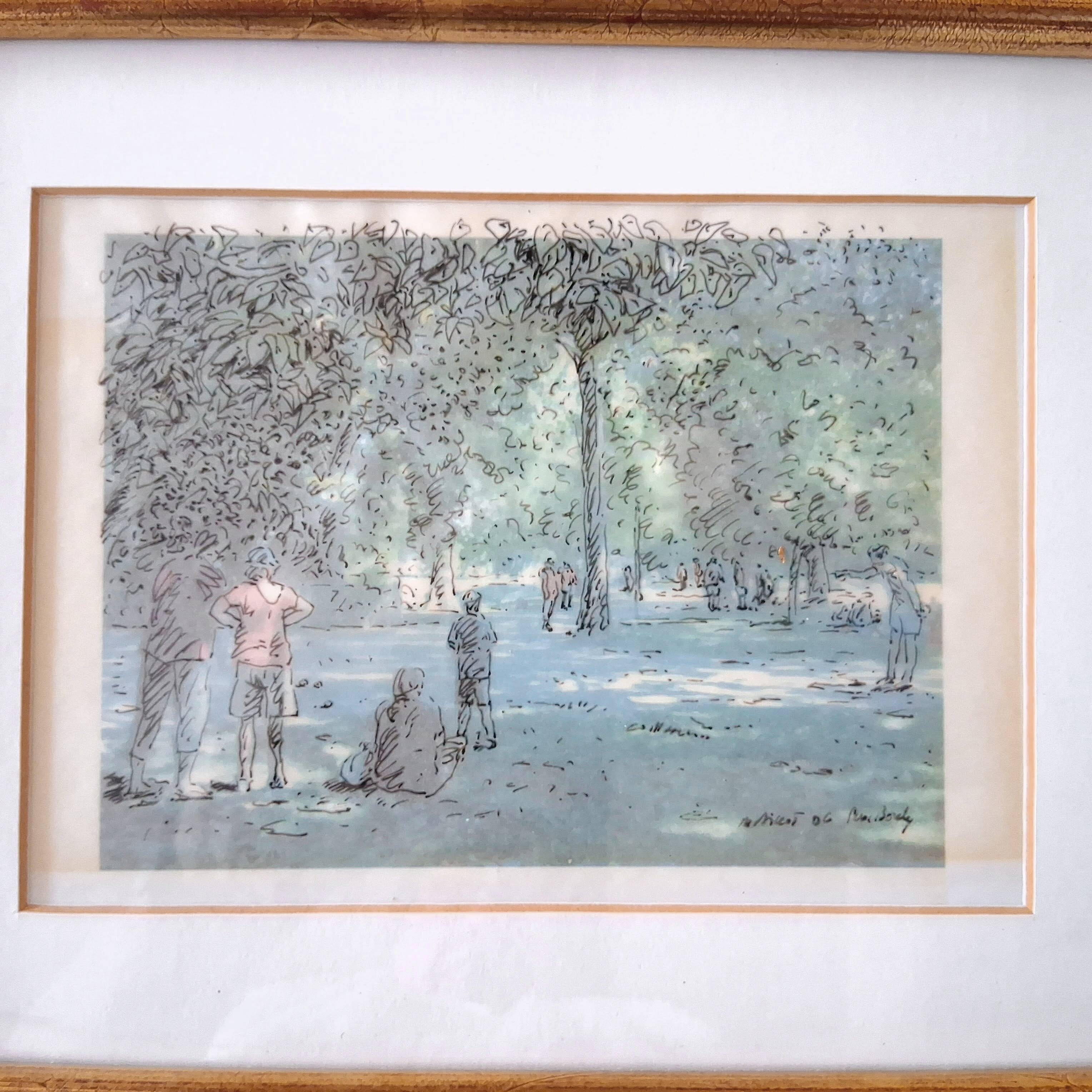 Painting - Henry Maillot - Scene in Borély Park, Marseille (2006)