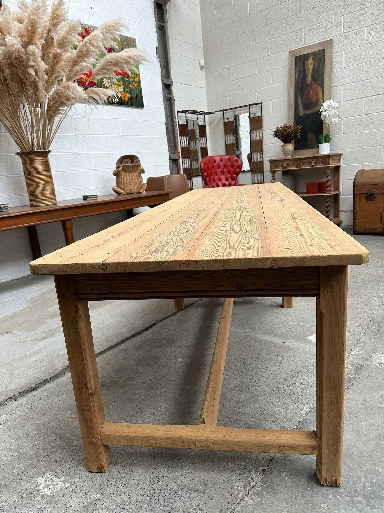 Large 20th century pine community table
