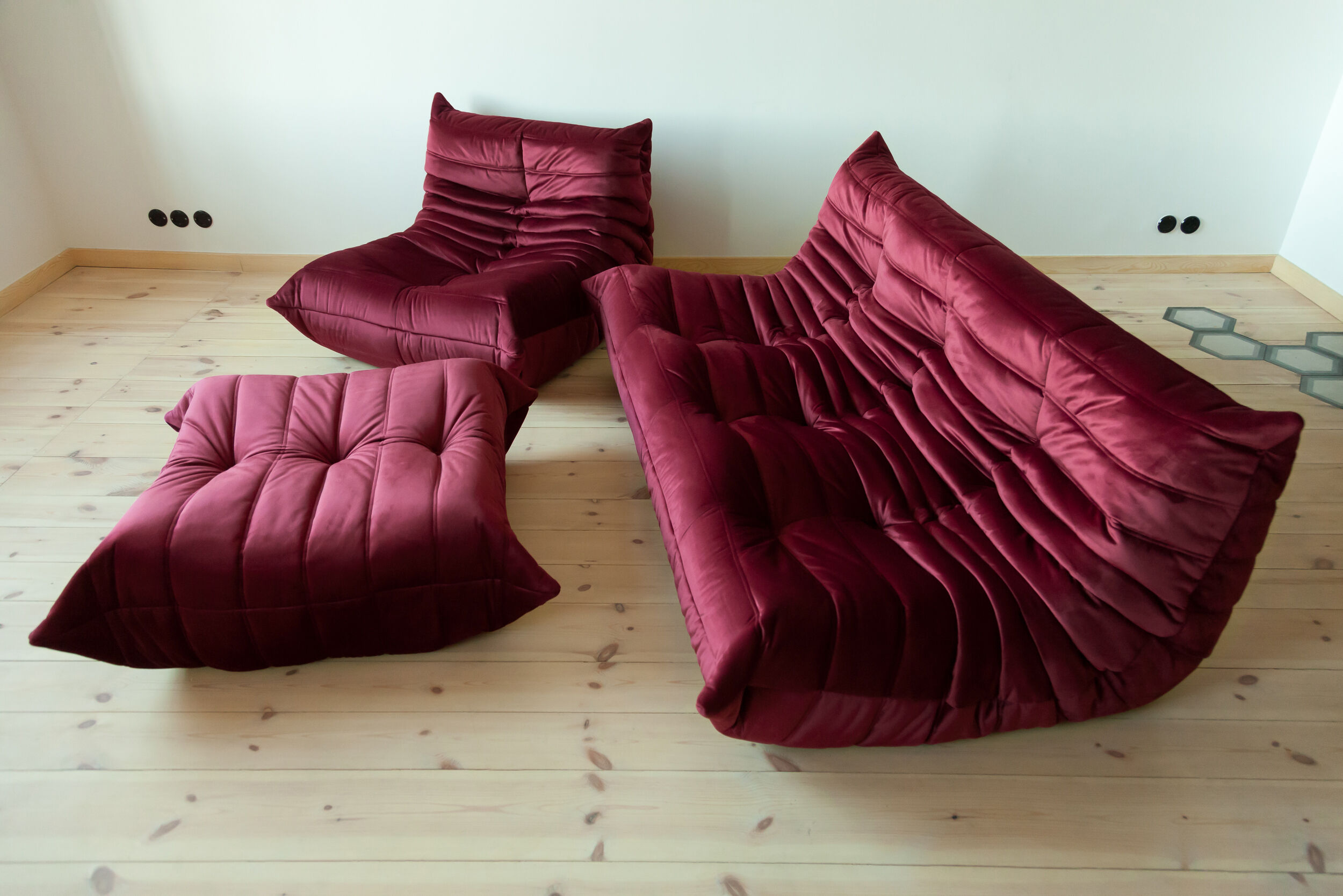 Sofa Chair and ottoman in Velvet designed by Michel Ducaroy 1973