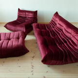 Sofa Chair and ottoman in Velvet designed by Michel Ducaroy 1973