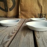 3 Small Round Dishes in White Porcelain Pillivuyt