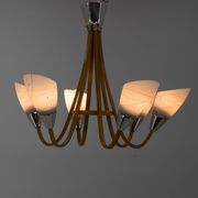 Mid-Century Wood & Glass Chandelier by Dřevo Humpolec, 1960s