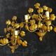 Stunning vintage wall lights in gilded iron with vine and grape decor from Italy.