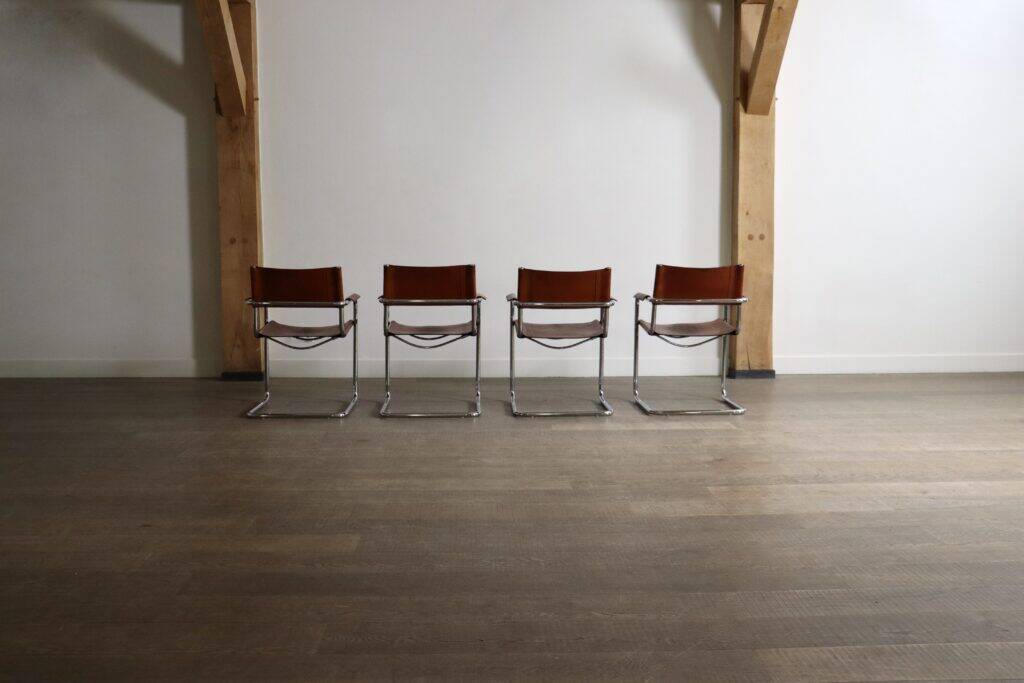 MG5 dining chairs in cognac leather and chrome by Mart Stam & Marcel Breuer, 1960s