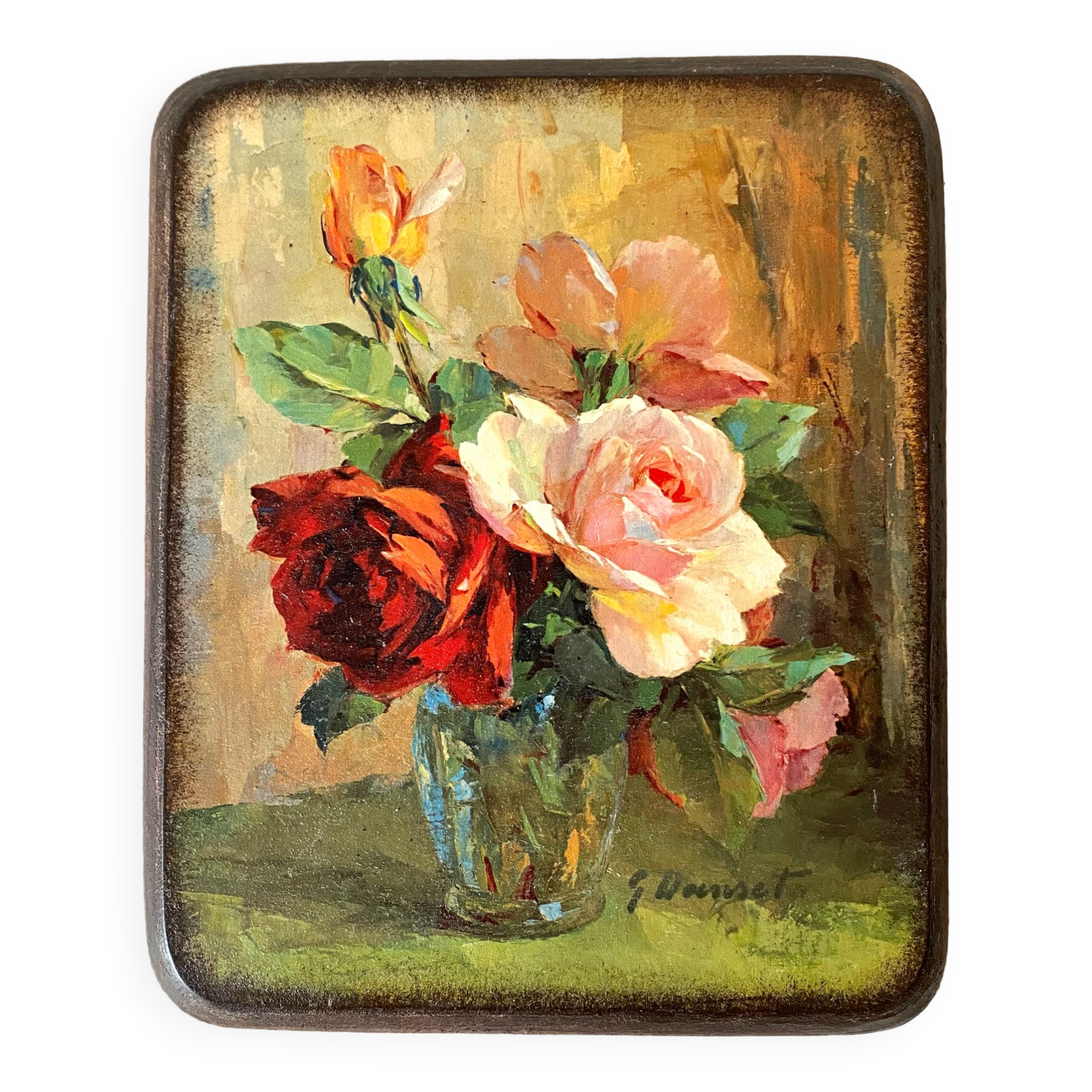 Peinture fleurs  impression d'art sur bois Roses