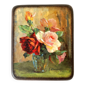 Painting flowers art print on wood Roses