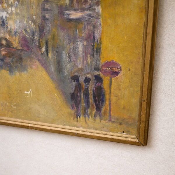 Peinture sur bois – Composition figurative moderne, brute