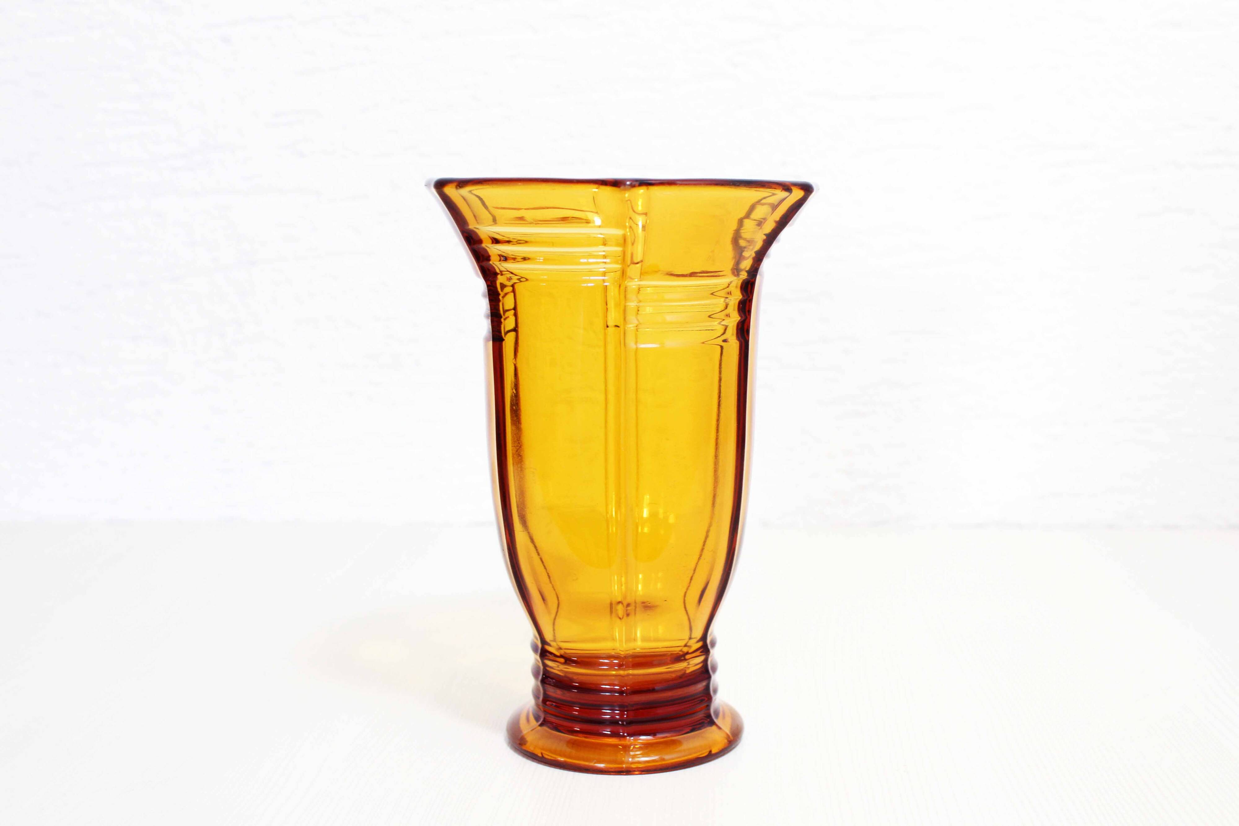 Art Deco amber glass vase