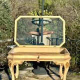 Coffee table/display cabinet in painted polychrome wood.