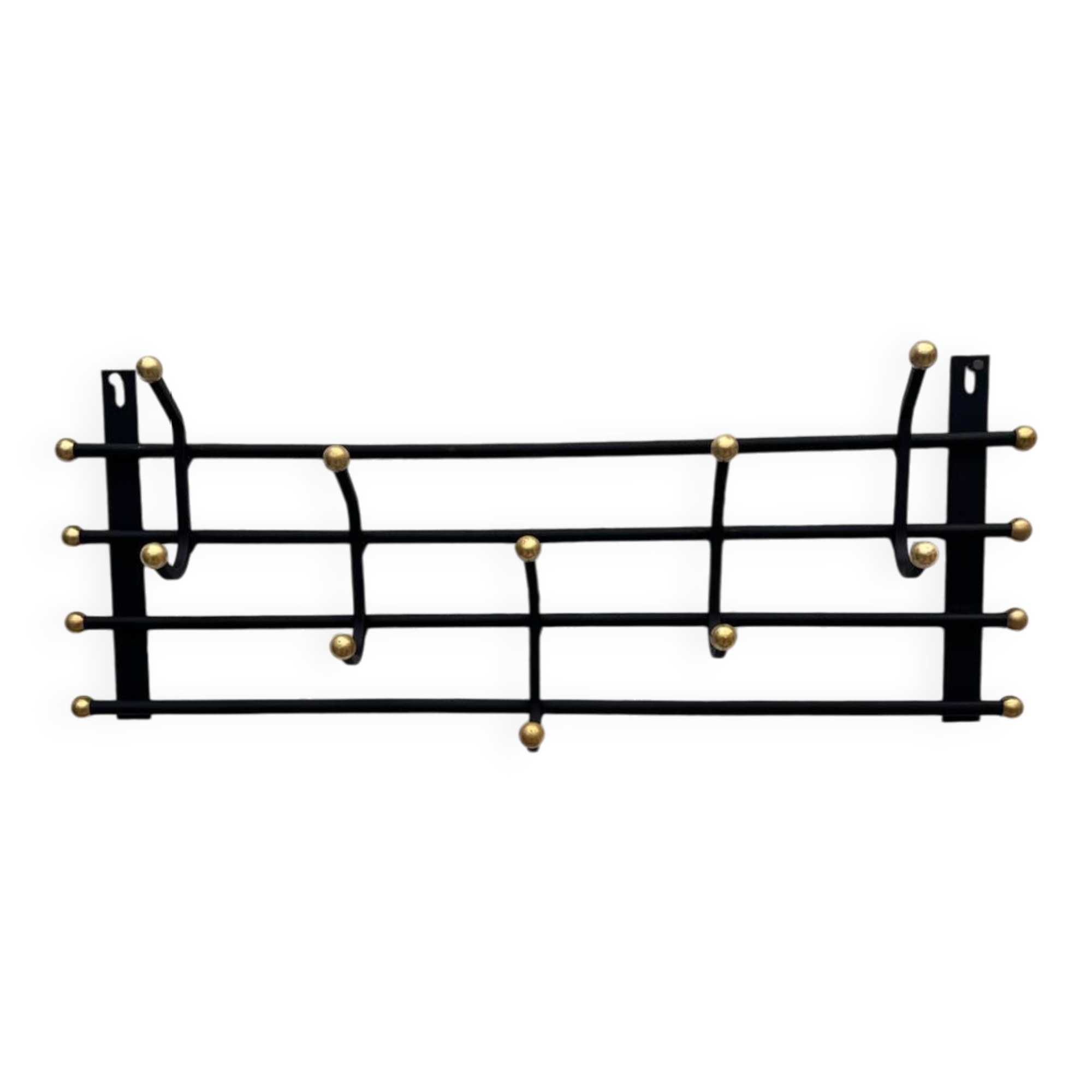 Iron and brass coat rack
