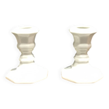 set of 2 vintage white porcelain candlesticks