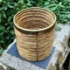Large rattan basket brass Gabriella Crespi 1960s
